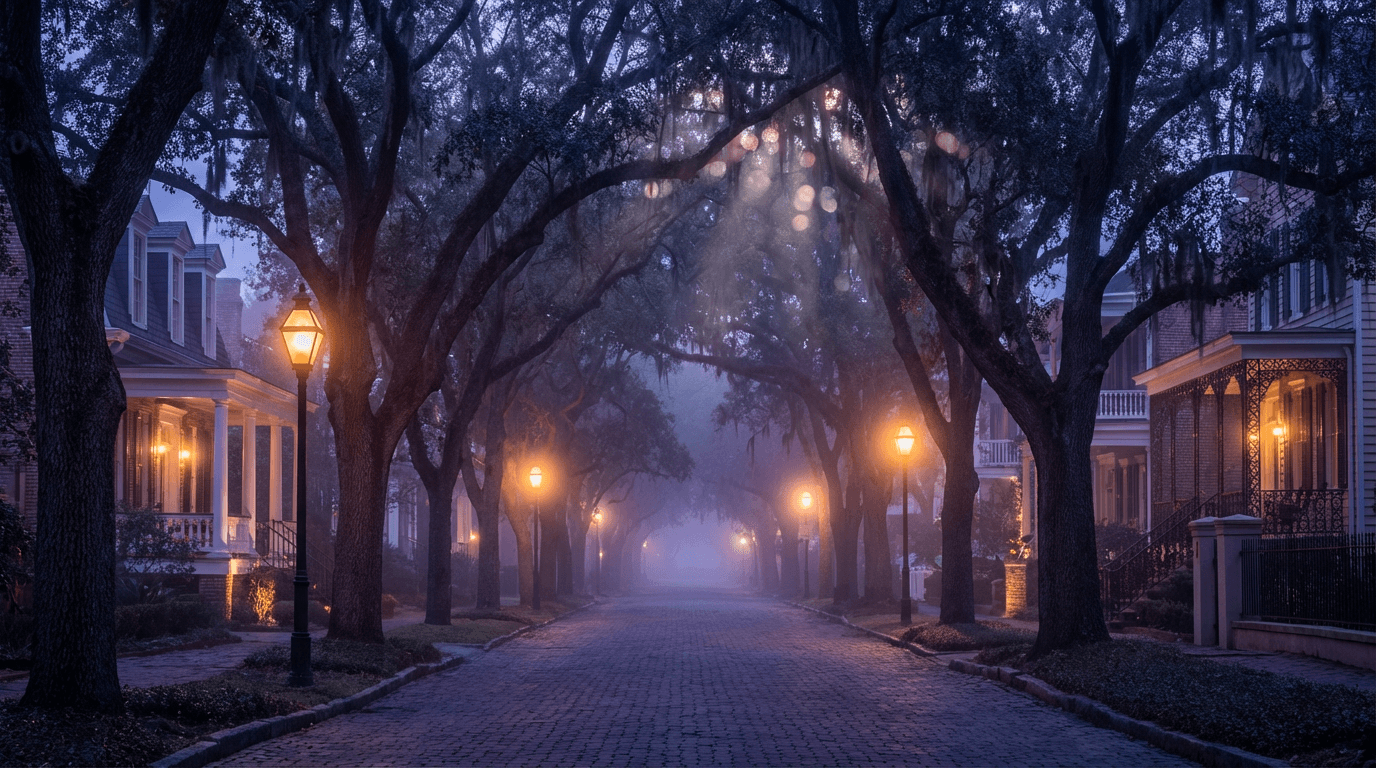 Garden uplighting at dusk
